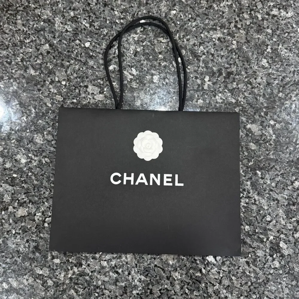 Chanel Gift Bag Classic Flower Black Paper Empty Bag 17” x 13 “